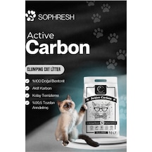 Sophresh Aktif Karbonlu Topaklanan Kedi Kumu 10 L %100 Doğal Bentonit, Güçlü Topaklanan