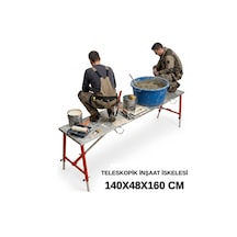 Alüminyum Gövdeli Çelik Ayaklı Teleskopik İnşaat İskelesi Kırmızı - 400 Kg Taşıma Kapasitesi 140x48x160cm