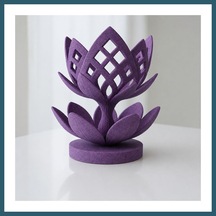 Bezos 3d Baskı Lotus Çiçeği Mumluk - Dekoratif Tealight Mumluk-mor Ob