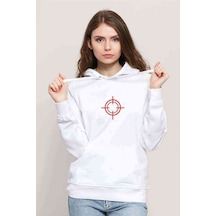 Snippers Baskılı Beyaz Kadın Kapşonlu Sweatshirt