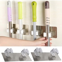 Pratik Organizer 4&apos Lü Yapışkanlı Fırça Paspas Mop Fırça Sabitleyici Ergonomik Alet Aparatı 5047 Çok Renkli