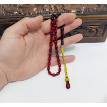 Trabzon El Örmesi Bakır Kazaz Püskül Sıkma Kehribar Tesbih.6x9