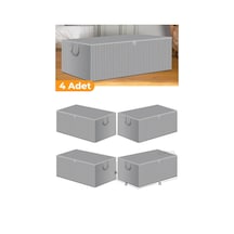 4 Adet - Antrasit Çizgili Büyük Boy Baza Altı Ve Çekyat Tipi Hurç 65 X 45 X 22 Cm Nefes Alabilen Kum Diğer