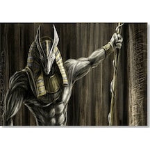 Cakasepetim Muhteşem Kaslarıyla Anubis Ve Asası Ahşap Mdf Tablo