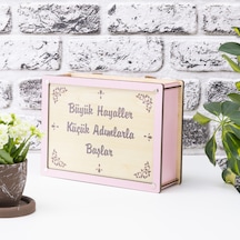 Deep Creative Parabox Hedef Kumbarası Pembe-krem Rengi Ahşap Kilitli
