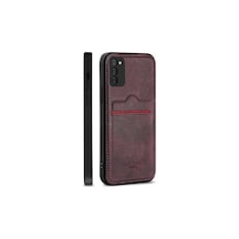 Samsung Galaxy S23 Plus Uyumlu Lüks Deri Kılıf, Kartlıklı, Bordo Bordo