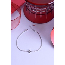Innuendo Jewelry 925 Ayar Gümüş Taşlı Yonca Bileklik Gümüş