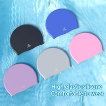 Mavi Ekstra Büyük Yüzme Bonesi Yüzme Şapkası Kaymaz Tasarım Yüksek Elastik Su Geçirmez Saç Koruma Yüzmek Bonesi Yetişkinler İçin Mavi