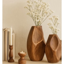 888-110 2 Li Boho Sculp Dekoratif Boho Çift Vazo Seti Modern Şık Ev Ofis Dekor Altın