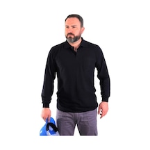 Eserıs - Polo Yaka Uzun Kol Pike Tişört - Lacivert - Cepli