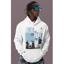 Sevbano Linkin Park Rock Metal Baskılı Unisex Oversize Müzik Grubu Hoodie beyaz