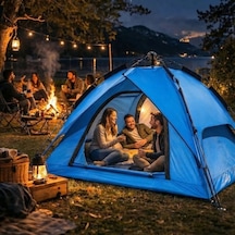 By Nevser 4 Kişilik Otomatik Kamp Çadırı Çift Katmanlı, Suya Dayanıklı, Hızlı Kurulum Outdoor Aile Ve Doğa Çadırı 200x200x140 Cm Açık Bej