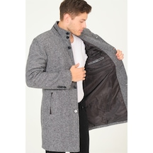 Plt8386 Dewberry Erkek Palto-Diagonal Siyah- Gri-Diagonal Siyah- Gri Siyah - Gri