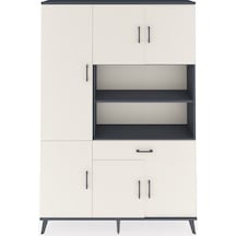 Arges Dolap 10 Raflı Tek Çekmeceli 6 Kapaklı 132x30x195 Antrasit-aytaşı/aytaşı Aytası/aytası
