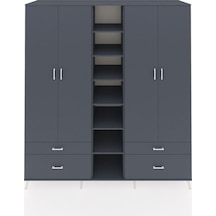 Kronos Dolap 12 Raflı 4 Çekmeceli 2 Askılı 220x59x243 Antrasit-antrasit/antrasit Antrasıt/antrasıt - Antrasıt