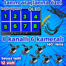 6 Adet Beyaz Ledli Kelebek Kamera 10 İnç 8 Kanallı Monitör 12 V