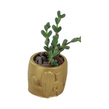 Dekoratif Saksı Minik Kaktüs Saksısı 1 Adet Kaktüs Desenli Model - Altın