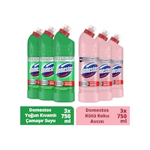 Domestos Beyaz Sabun Ferahlığı Çamaşır Suyu 3 x 750 ML + Domestos Dağ Esintisi Çamaşır Suyu 3 x 750 ML