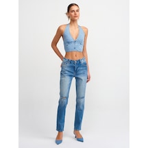 Dilvin Düşükbel Comfort Likra Denim Pantolon 101a71440 Koyu Mavi