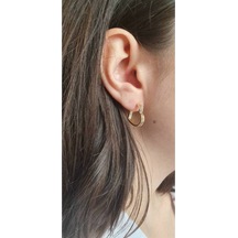 Mix Taşlı Renkli Kalpli Küpe Altın