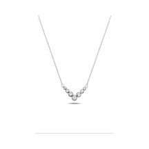 Çekirdekjewelry 925 Ayar Gümüş Rodyum Kaplama V Model Zirkon Taşlı Kolye Parlak Taşlı Zarif Kadın Kolye Gri