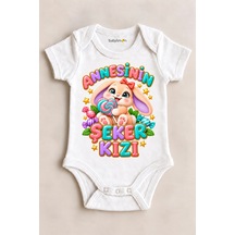 Babylimon Annesinin Şeker Kızı Beyaz Kısa Kollu Çıtçıtlı Bebek Zıbını Beyaz - 930083916 Beyaz