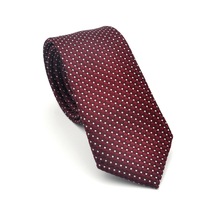 Gaffy Beyaz Küçük Kare Desenli Bordo Dokuma Kumaş Mendilli Slim Fit Kravat // Sdk-2511-3 Bordo
