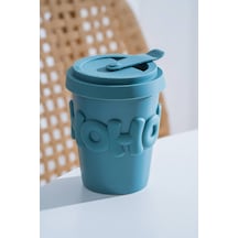 Acar Ruby Silikon Kapaklı Porselen Kupa Turkuaz - 380 Ml Turkuaz