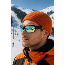 Esrada Kayak Gözlüğü Antifog Ventilli Uv Korumalı Güneş Kar Gözlük Turuncu Mavi Aynalı Cam Snowboard Sporu 05 Turuncu