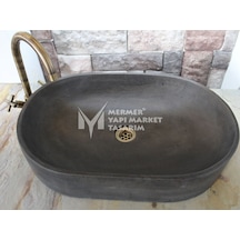 Bazalt Antrasit Oval Dizayn Geniş Kare Lavabo