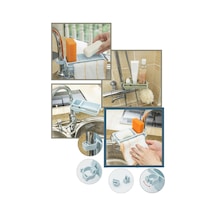 Musluğa Takılan Sünger Havlu Askılı Sabun Hazneli Mutfak Banyo Lavabo Düzenleyici Organizer Bej