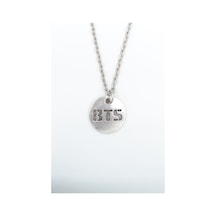 Bts Madalyon Gümüş Kaplama Düz Zincir Kolye Gümüş