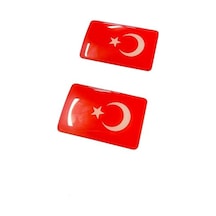 2'li 3d Türk Bayrağı Sticker Seti Abanoz