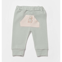 Biorganic Waffle I Love To My Mama Bebek Pantolonu 57894 Bej - Mint Yeşil