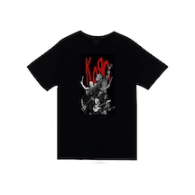 Stoned&Fame Korn Müzik Grubu Baskılı Unisex %100 Pamuk Siyah T-shirt SIYAH