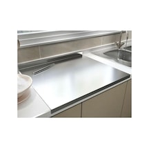 Gkd Üst Kalite Paslanmaz Metal Tezgah Koruyucu+ Baby Kesme Tahtası Hediyeli Çok Amaçlı Kesme Tahtası 40x50 Cm Çift Bükümlü Gri
