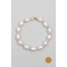 So Chic Doğal İnci Taşlı 14 Ayar Altın Bileklik