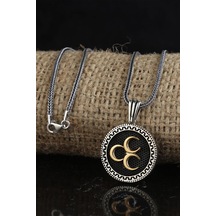 Üç Hilal Yuvarlak Model Gümüş Erkek Kolye