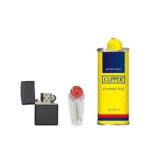 Zippo Siyah Çakmak + Benzin 133 Ml + 5 Li Zippo Taşı Süper Set