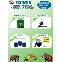 Torsan 220v Adaptörlü Eko Plus 1500 Elektrikli Çit Sistemi Domuz - Ayı Kovucu 1500mt