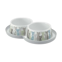 Moderna Trendy Maasai İkili Plastik Kedi Mama Kabı 2 x 350 ML