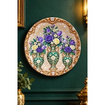 Dekoratif Duvar Tabağı - Üç Vazolu Çiçek Desenli 27 Cm - Dekorlu Seramik Tabak