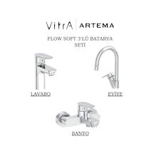 Artema Flow Soft Lavabo Banyo Eviye Bataryası 3'lü Set A42988-A42946-A43404 Krom