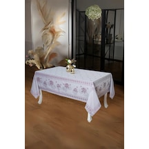 Nilüfer Lüx Jakar Kumaş Mor Masa Örtüsü Dikdörtgen 160x220 Cm - 439 Çok Renkli