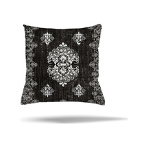 Osmanlı Göbek Desen Gizli Fermuarlı Yastık Kılıfı Kırlent Kılıfı Koltuk Yastık Kılıfı Koyu Gri 45 X 45 Diğer