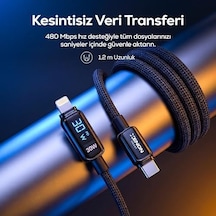 Xenon Smart Type-c To Lightning İphone Şarj Kablosu 30w Pd Hızlı Şarj 2m Led Örgü 480mbps X6427