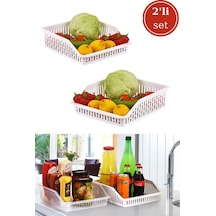 2 Adet Buzdolabı Düzenleyici, Çok Amaçlı Dolap Içi Organizer Sepet Geniş 2 Li Set Plastik 25 X 25 Be Diğer