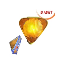 Flaşör Lamba Solar Üçgen Flaşör Sarı Trafik Çakar Lamba Sarı 5 Adet