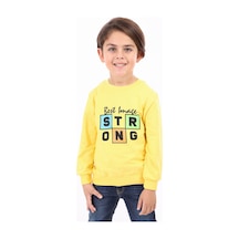 Toontoy Kids Toontoy Erkek Çocuk Relax Fit Bisiklet Yaka Baskılı Sweatshirt - 2 İplik Sarı
