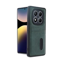Xiaomi Redmi Note 14 Pro 5g Kılıf Sara Kartvizitli Deri Kılıf - Koyu Yeşil 0.2M-Çok Renkli